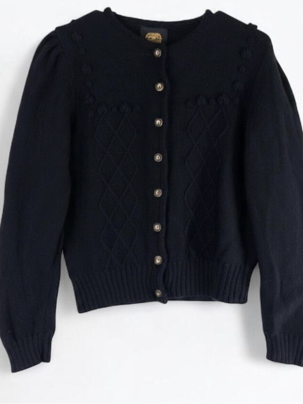 Lanamoden Salzburg Wool Black Cardigan Sweater Womens Small